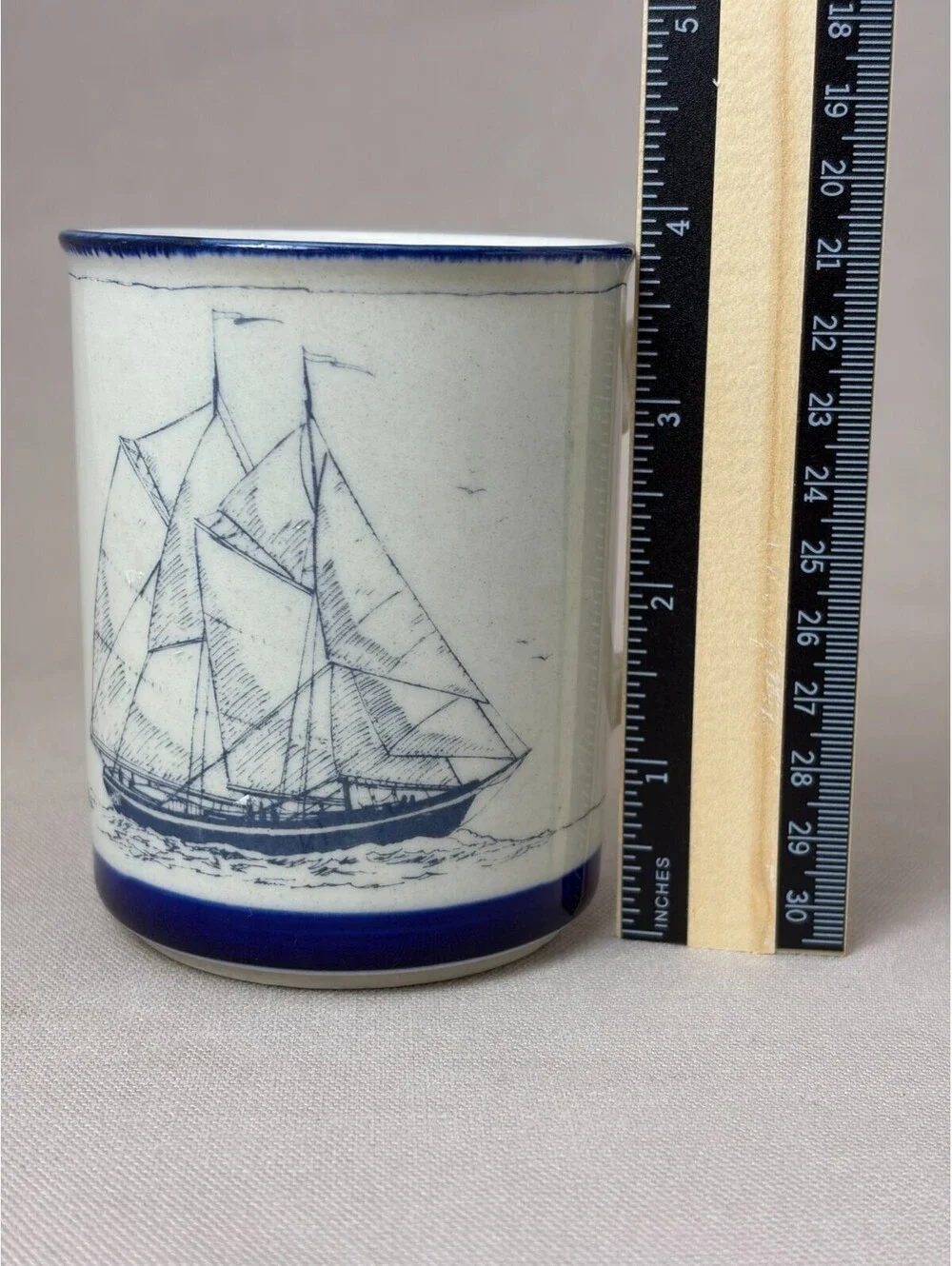 Vintage 1984 Nautical Sailboat Coffee Mug Town East Crafts Schooner Ocean Boat B
